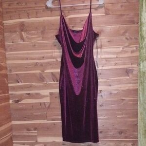 Iris Deep Red Velvet Midi Dress